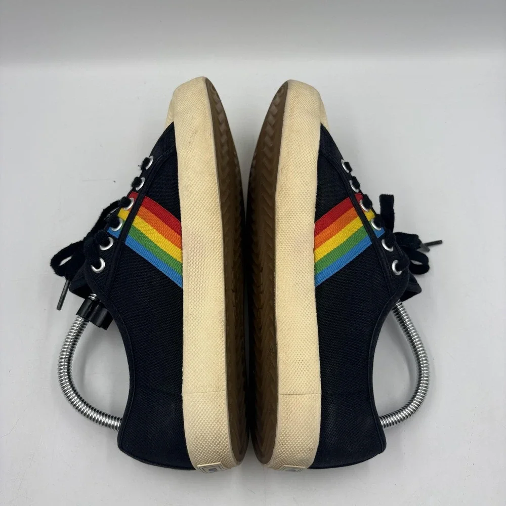 Gola Coaster Rainbow Shoes Womens Size 7 Black‎ Canvas Low Top Sneakers CLA671